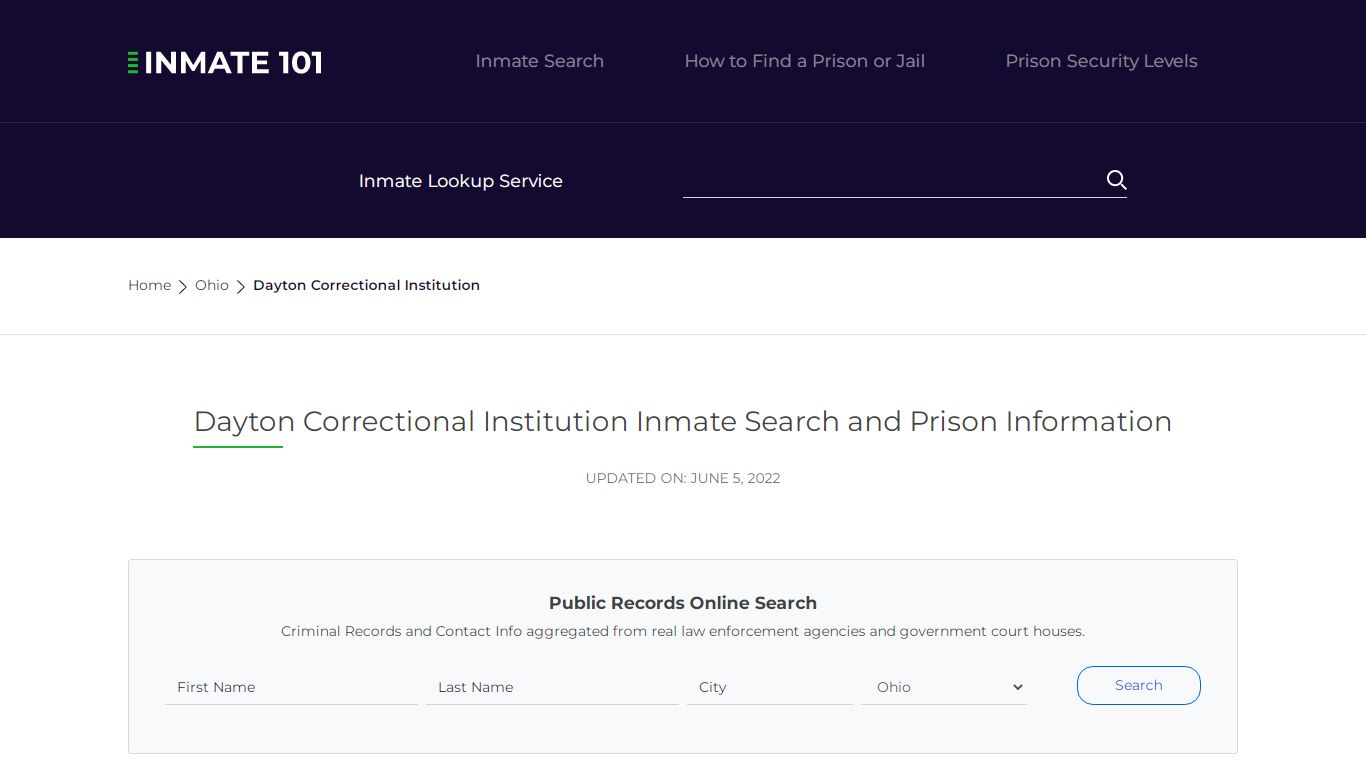 Dayton Correctional Institution Inmate Search, Visitation ...