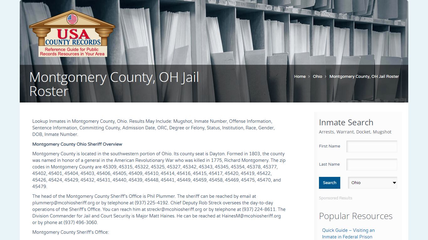 Montgomery County, OH Jail Roster | Name Search